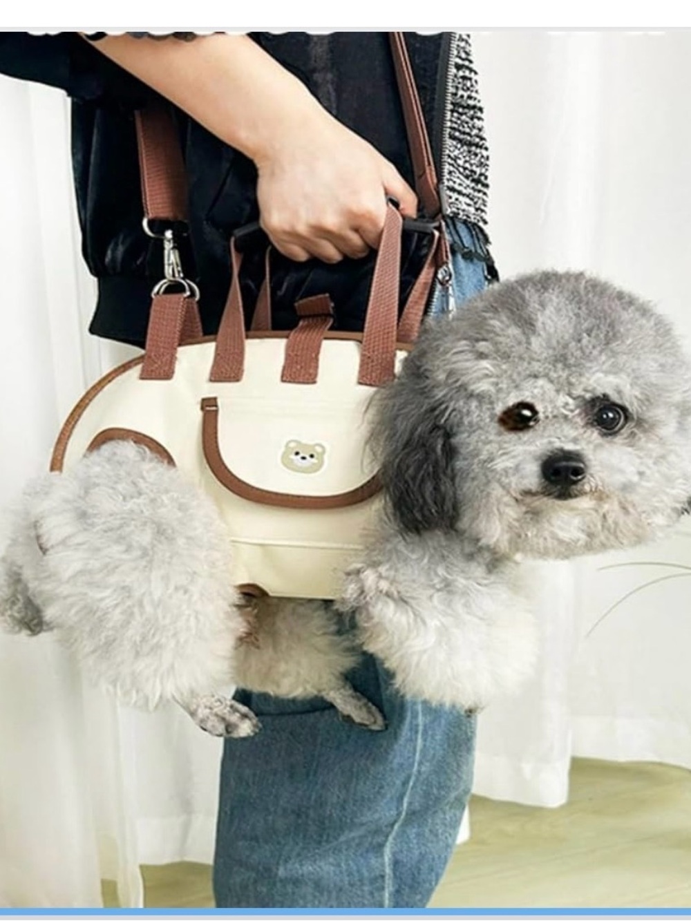Comfort Carry Pet Carrier Bag - Cream and Brown